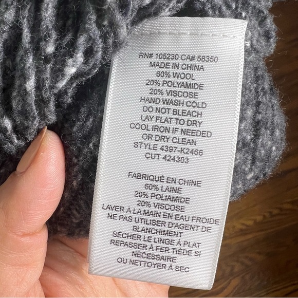 Joie Wool Blend Gray Tweed Cowl Neck Tunic Sweater Poncho Sz M/L - Picture 4 of 11